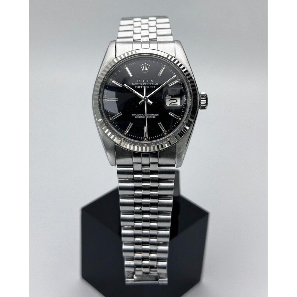 36mm • 1979 Rolex DateJust 16014 Black Dial White Gold Bezel